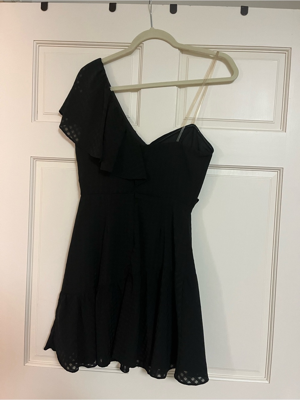 DO+BE Black One-Shoulder Ruffle Mini Dress - Size S